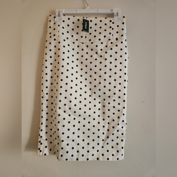 Express  Polka-dot Pencil Skirt off white black dots size 6 NWT - Picture 1 of 15